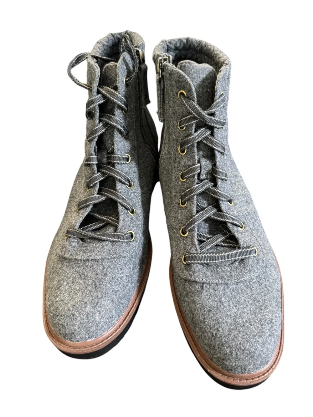 Dr. Scholl's Little Wild Gray Wool-Blend Lace-Up Ankle Boots, Women's 10M